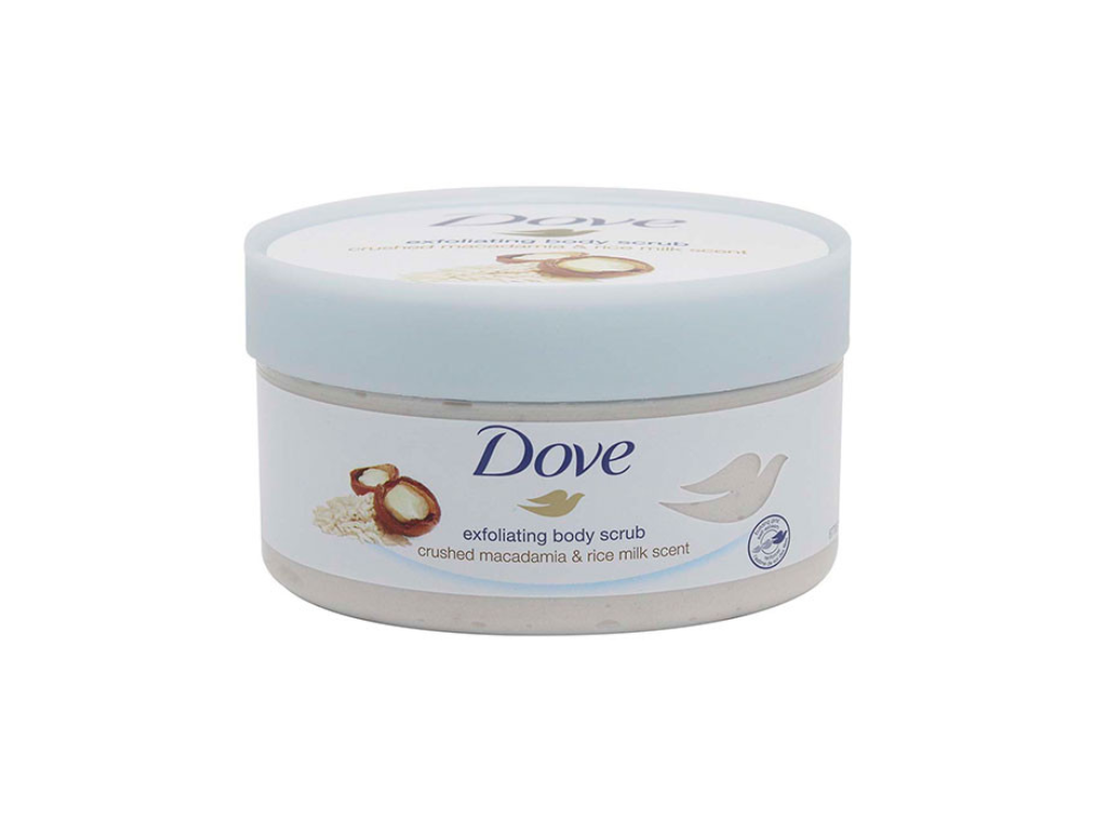 Dove Exfoliating Body Scrub ( Crushed macadamia & rice milk scent )